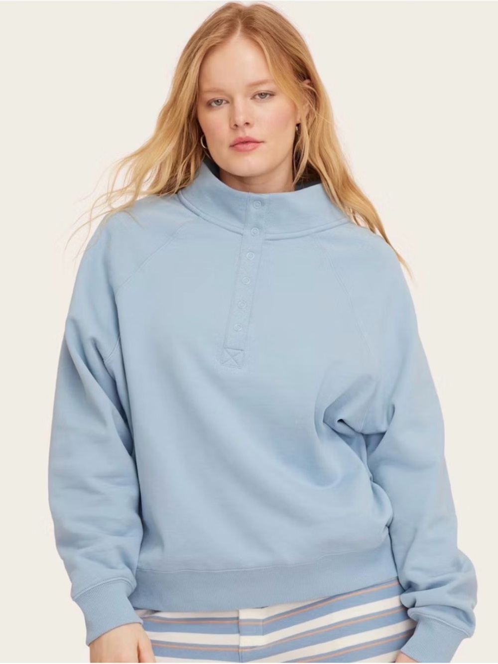 Women's Snap Mockneck Popover Sweatshirt - Parke x Target Light Blue L/XL